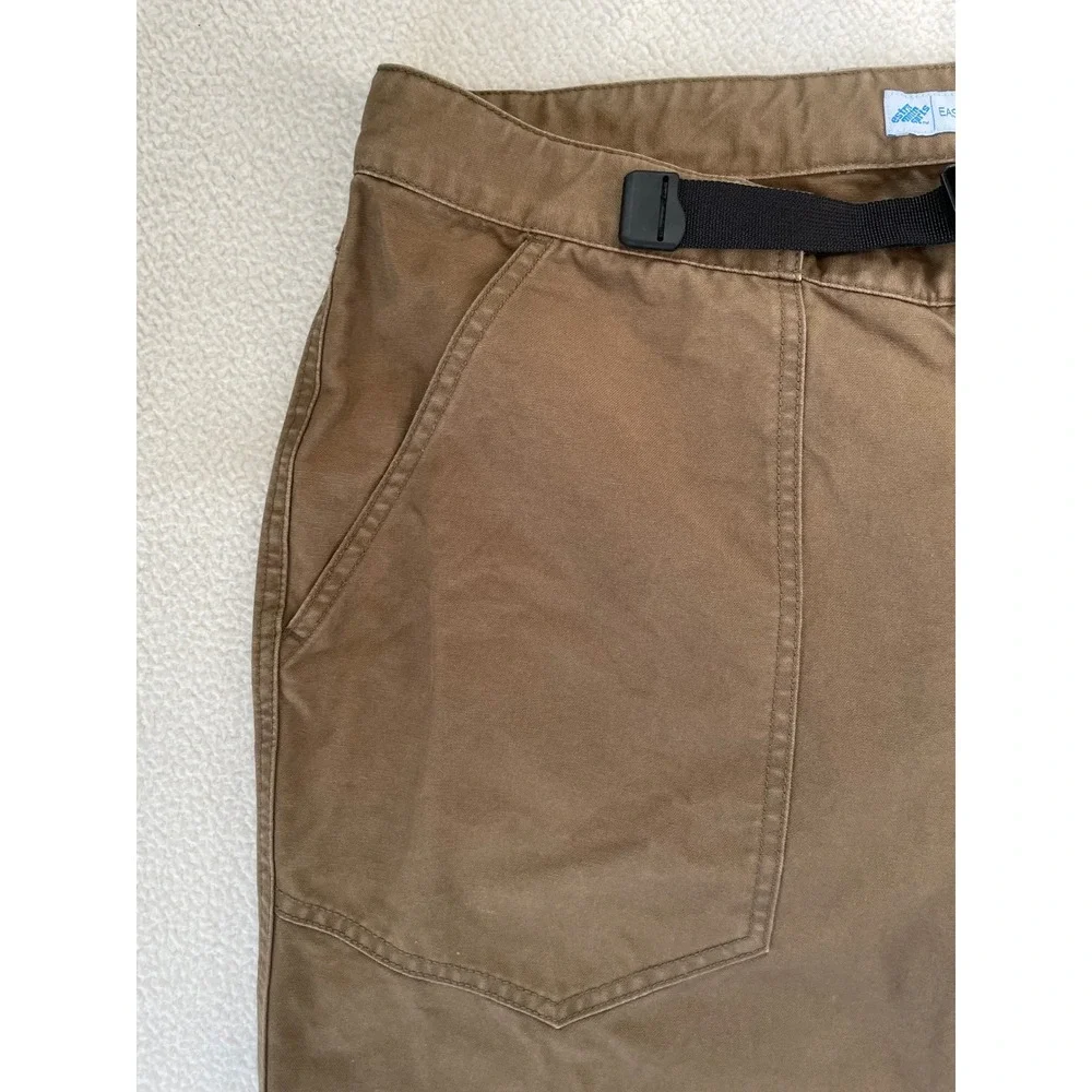 90s Eastern Mountain Sports Mens 38‎ Hiking Pants Brown Canvas Belted Cargo